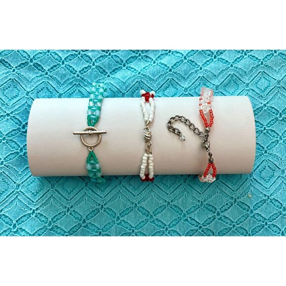 3  Beaded Bracelets  - Handcrafted - Set Of 3 - Picture 2 of 7